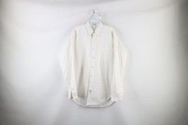 Vtg 60s Streetwear Mens Medium Tapered Cotton Collared Button Shirt White USA - £34.99 GBP