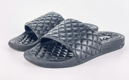 APL Lusso Slides Sandals Black Womens Size 9 Quilted Leather Slip On - £45.68 GBP