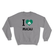 I Love Macau : Gift Sweatshirt Heart Flag Country Crest Macanese Expat - £23.01 GBP