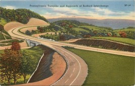 Linen Postcard PA L255 Pennsylvania Turnpike Approach Bedford Interchange 1955 - £5.54 GBP