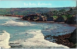 La Jolla California Surf Breaking Against the Rocks Postcard  - £4.03 GBP