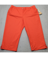 Sag Harbor Cropped Pants Women&#39;s 16 Orange Stretch Comfort Waist Lace Up... - $33.17 CAD