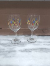 Libbey Vintage Happy Birthday Wine Glasses Set of 2 Glass Stem Party 7" x 3" - $19.80