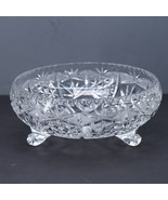 Vintage Footed Crystal Cut Glass Bowl Compote - 10 inch - £45.93 GBP