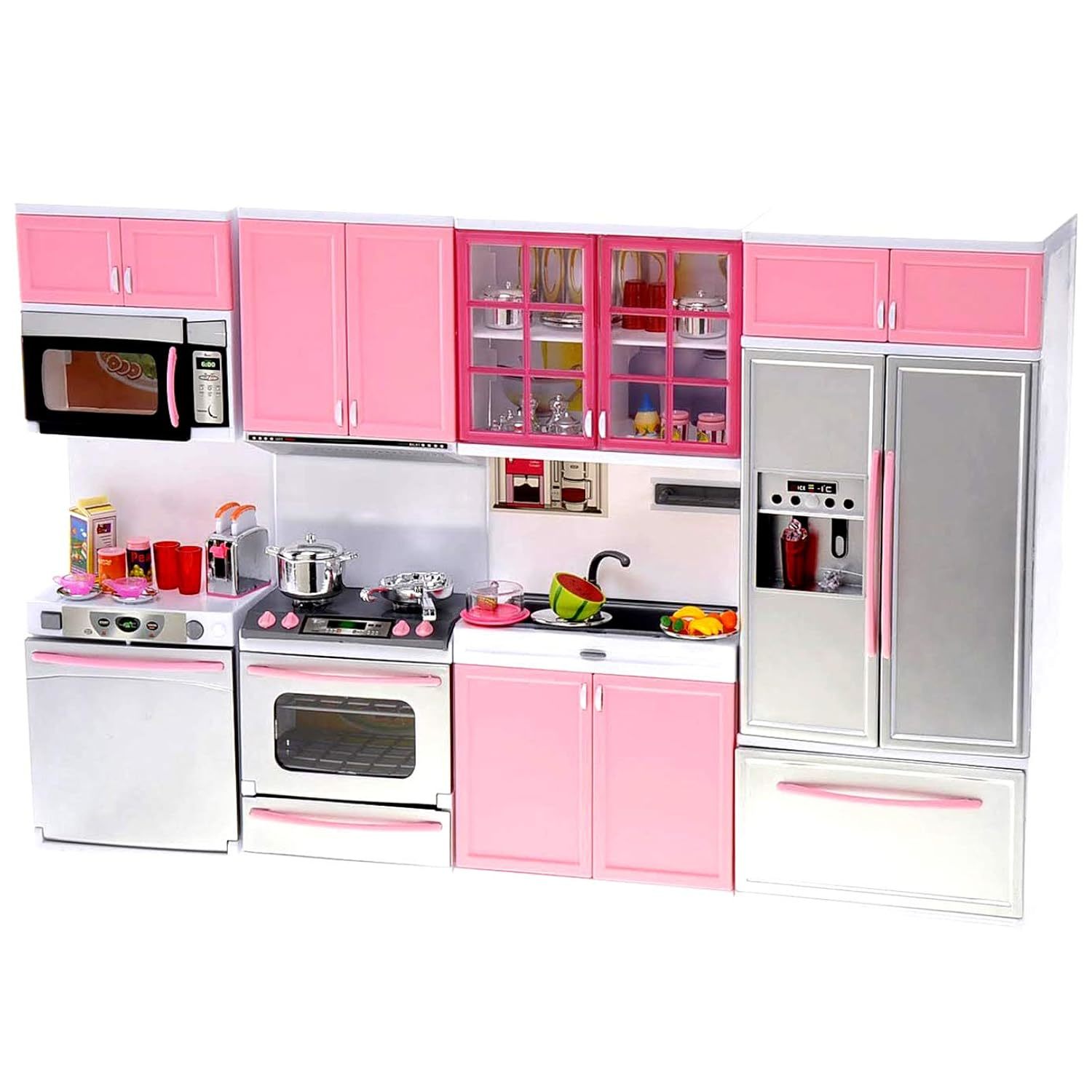 PowerTRC Kids Battery Operated Modern Kitchen Playset Great for Dolls and Toy Fi