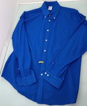 Brooks Brothers Men Shirt Seersucker Large L Polka Dot Regent Fit Button Up Blue - $29.67