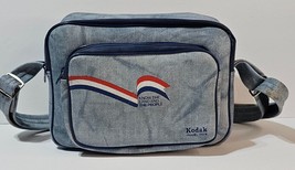 Vintage Kodak Camera Bag Travel Tote Blue Vinyl 70's Patriotic Bicentennial Era - $17.96