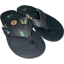 Sanuk Flip Flops Mens Hawaii Straight Shot Black Yoga Mat Thongs Comfort Sandals - £53.29 GBP