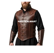 Medieval Brown Leather Armor Vest – Handmade Warrior Chestplate with Bra... - €170,58 EUR