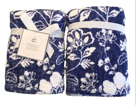 Deborah Connolly Hand Towels Bathroom Set of 2 Summer Jacobean Floral Blue White - £32.45 GBP