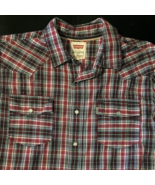 Levis shirt pearl snap size L men short sleeve plaid pockets 100% cotton - £10.03 GBP