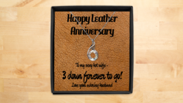 3rd Wedding Anniversary Gift for Wife Teardrop Necklace for Her Third Leather - £40.65 GBP