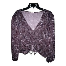 The General Good Juniper Long Sleeve Collection Crop Gathered Tie Front ... - $9.25
