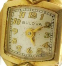 Bulova 17J Watch 10K RGP Wind Up Analog 1/20 12K GF Top Band Runs Woman Vintage - £54.47 GBP