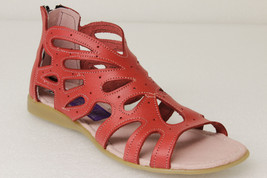 Womens Red Authentic Mexican Huaraches Leather Sandals Zipper Open Toe #202 - £28.08 GBP