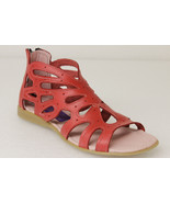 Womens Red Authentic Mexican Huaraches Leather Sandals Zipper Open Toe #202 - £27.93 GBP