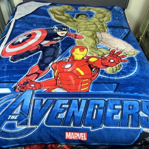 Primary image for Marvel Avengers Soft Plush Fleece Blanket 65”X 84” Captain America Hulk Ironman