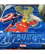 Marvel Avengers Soft Plush Fleece Blanket 65”X 84” Captain America Hulk Ironman - $24.87