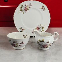 Ridgway Potteries Open Sugar Bowl Creamer and Cake Plate Queen Anne Rose... - $20.31