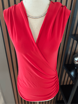 Zara red shirt short sleeves crossbody size small - $24.75