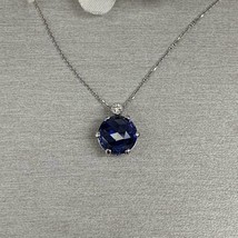 100% Natural Certified blue sapphire Diamond Necklace Style pendent for women - £55.32 GBP