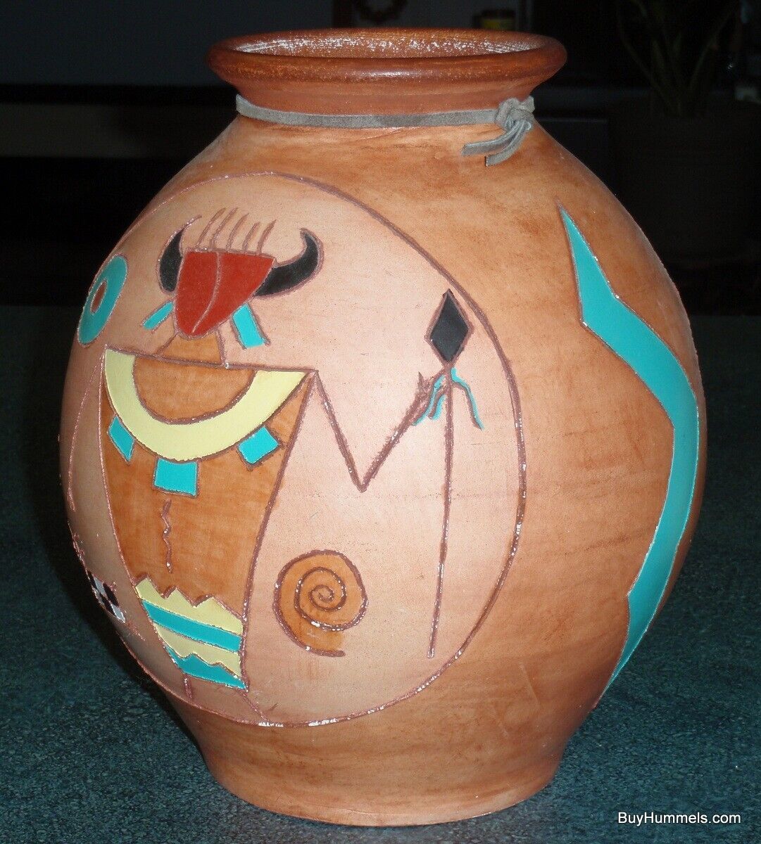 Primary image for Pueblo 1995 RED HORSE Pottery Pot Native American Phoenix Arizona Red Clay GIFT!