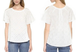 Madewell Embroidered Lattice Top White Size Small - £11.87 GBP