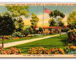 Plaza Where First Flag Was Raised in San Diego CA UNP Linen Postcard K16 - $3.91