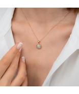 Minimalist Square Wrapped Diamond Necklace 14K Gold Solitaire Charm Neck... - $1,080.48 CAD