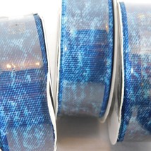 4 Blue Denim Looking Polyester Ribbon 7/8&quot;x8&#39; Each Offray Sewing Craftin... - £7.79 GBP