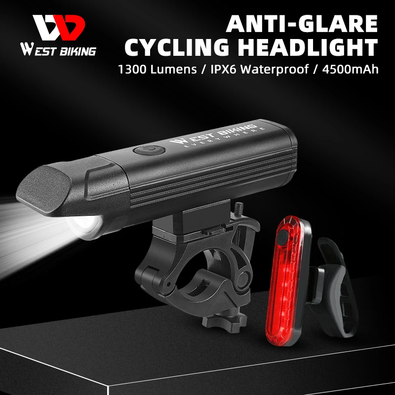 WEST BIKING Anti-Glare Bicycle Headlights 1300 Lumen Bike Light IPX6 Wat... - $26.32+