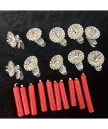 Vintage Silver Metal 2&quot; Pinecone Christmas Tree Clip On Candle Holders L... - $570.01 MXN