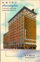 Washington D.C. Hotel Harrington Midway Capitol Linen 1915-1930 Vintage Postcard - $7.50