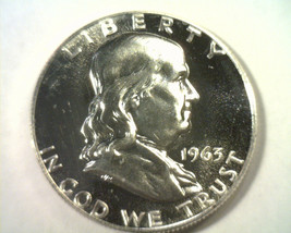 1963 Franklin Half Dollar Gem Proof Cameo Gem Pr Cam Nice Original Coin - £27.52 GBP