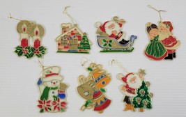 Q) Vintage Lot of 7 Plastic Christmas Tree Ornaments Santa Candles Snowman Bells - £11.94 GBP