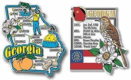 Georgia Jumbo Map &amp; State Montage Magnet Set by Classic Magnets, 2-Piece... - £10.92 GBP