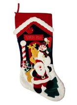 Prima Creations 3-D Velvet Christmas Stocking North Pole Santa Snowman H... - $17.09