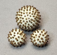 Vintage Atomic Starburst Sputnik Cork Brooch Pin &amp; Matching Screw Back Earrings - £33.30 GBP