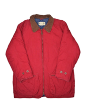 Eddie Bauer Chore Coat Mens L Tall Red Goose Down Insulated Quilt Lined ... - $55.00