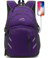 ProEtrade Backpack Bookbag Fit Laptop 15.6 in with USB Charging Port Pur... - $48.19 CAD