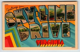 Greetings From Sky Line Drive Virginia Large Letter Linen Postcard Unpos... - $9.98