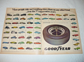 Vintage 1972 GOOD YEAR Centerfold (2 page) 57 car Print Ad - $7.80