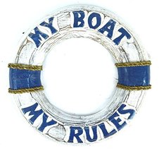 Hand Carved My Boat My Rules Lifesaver Buoy Tiki Bar Sign - £15.77 GBP