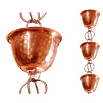 , 8-1/2-Feet Length, 8.5 Ft Pure Copper Hammered Cup Rain Chain, 8-1/2-F - £120.54 GBP