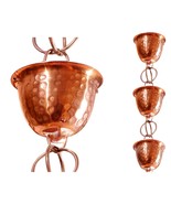 , 8-1/2-Feet Length, 8.5 Ft Pure Copper Hammered Cup Rain Chain, 8-1/2-F - £118.46 GBP