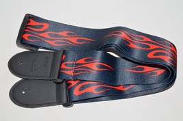 Wolve Adjustable Unisex Adult Flames Pattern Guitar Strap 2&quot; - £14.83 GBP