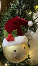 Santa Hat Christmas Tree Ornament Round Shatterproof Ornament New 5&quot; Faux Fur - £5.22 GBP