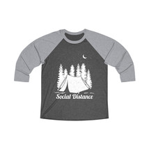 Unisex Tri-Blend Forest Distance Tee Social Distancing Campsite Adventur... - $33.99+
