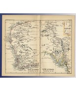 1888 ORIGINAL ANTIQUE MAP OF WEST AUSTRALIA PERTH / SOUTH AUSTRALIA ADEL... - $24.23