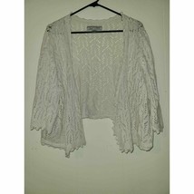 Soft by Avenue Open Cardigan Women&#39;s 26/28 White Crochet Knit Open Front (LL) - £14.55 GBP